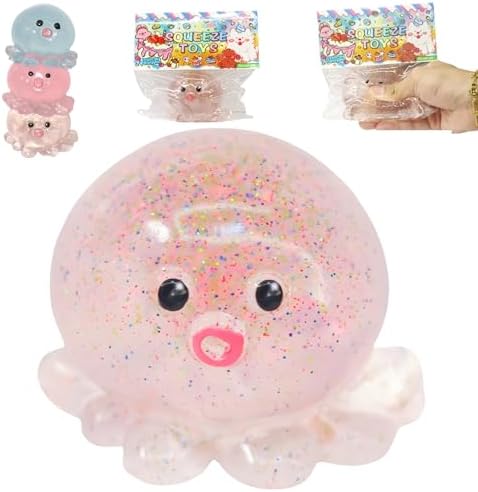 Glitter pink crystal sequin octopus squishy