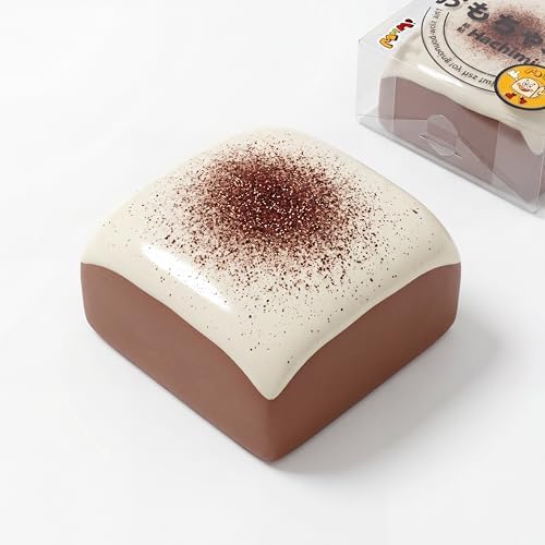 Tiramisu square cake squishy with cocoa dusted cream top