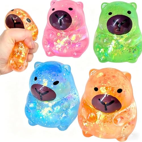 Rainbow glitter capybara squishy assorted squeeze stress toys set