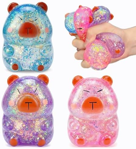 3 pack capybara squishy glitter slow rising squeeze stress toys