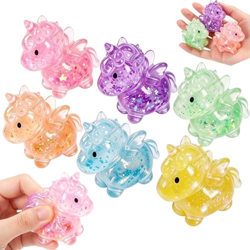 Six pack glitter unicorn squishy slow rising sensory fidget toys in six colors