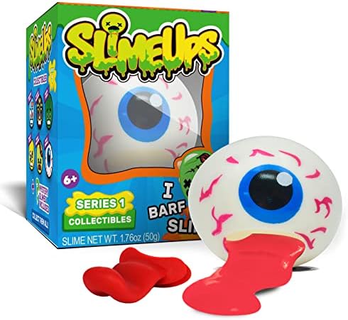 Barfing eyeball squishy slime ball with bloodshot eye and red slime