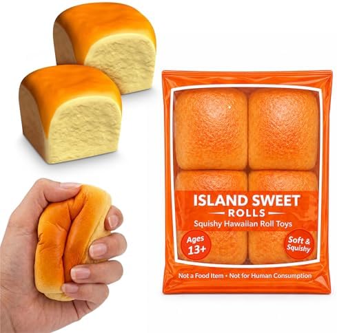 4 pack Hawaiian sweet rolls bread squishy squeeze toys