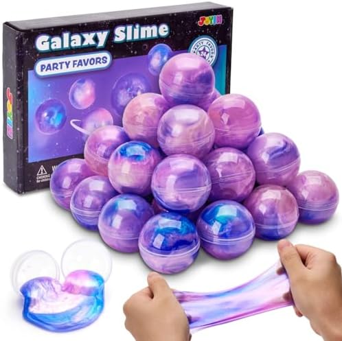 Purple and pink marbled galaxy squishy ball slime toys, 24 pack