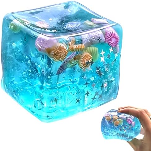 Blue ocean seashell water cube squishy block