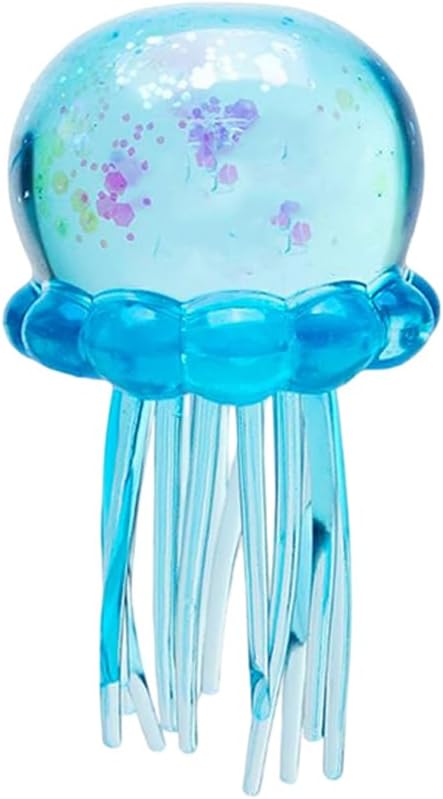 Teal ocean jellyfish squishy glitter slow rise fidget toy