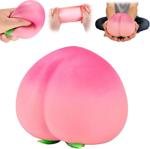 Peach squishy stress ball soft slow rising fruit fidget toy in pink red