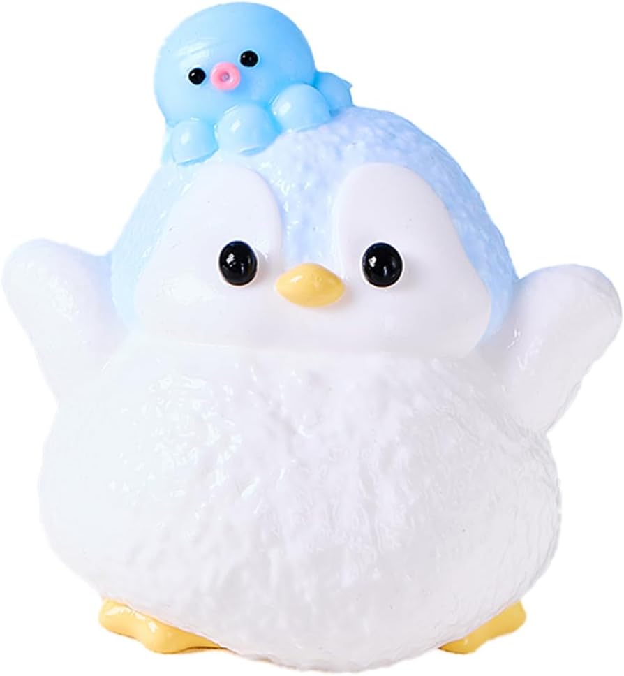 Blue penguin squishy with octopus buddy soft squeeze toy