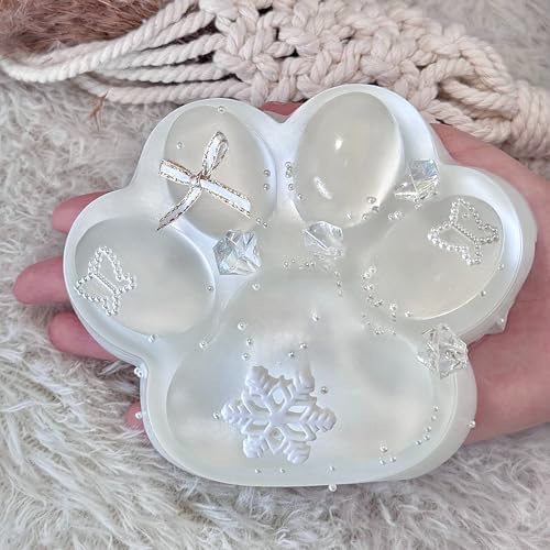 Frosted white cat squishy paw with snowflake detail