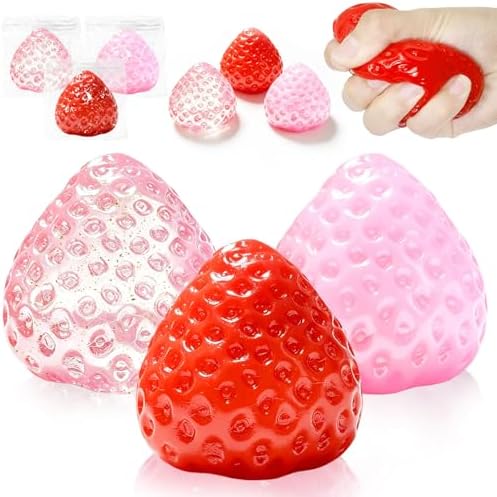 3 pack strawberry squishy slow rising squeeze stress relief set