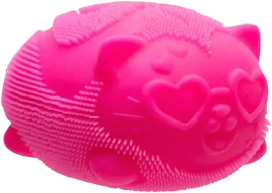 Pink cat squeeze ball squishy with heart eyes