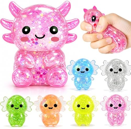 7 Pack Axolotl Squishy Jumbo Plus Mini Slow Rising Squeeze Set