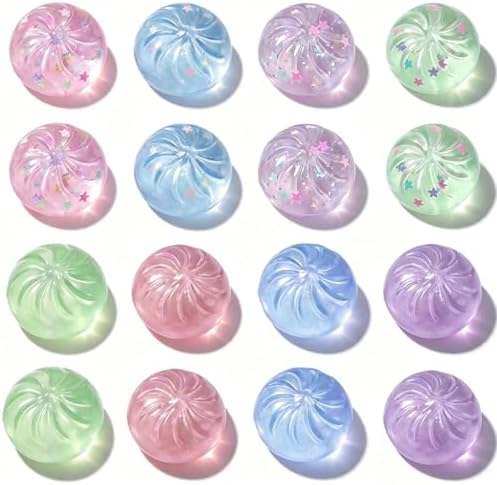 16 pack mini pastel glitter swirl star squishy balls