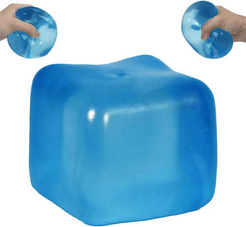 Blue translucent ice cube squishy block squeeze toy
