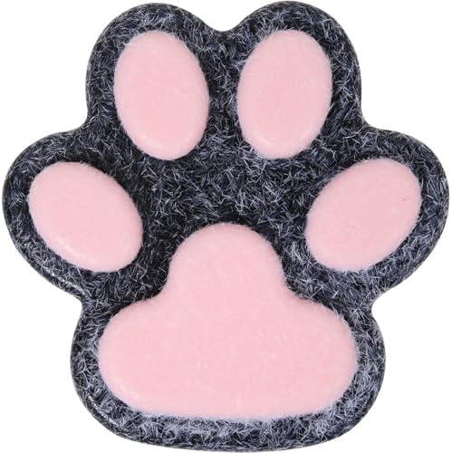 Black fuzzy flocked cat squishy paw soft squeeze stress toy