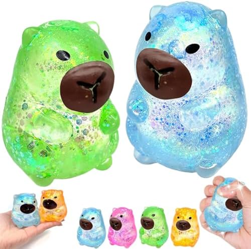 Green and blue glitter capybara squishy 2 pack squeeze toys