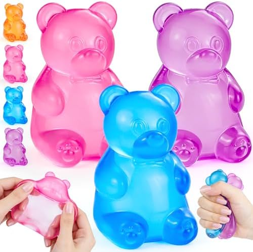 Three pack pink purple blue bear squishy slow rising toys