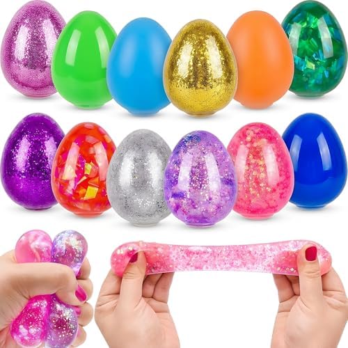 Confetti egg squishy 12 pack glitter squeeze stress balls