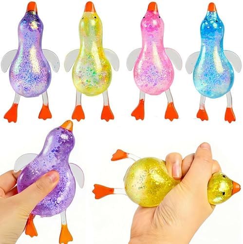 Glitter duck squishy 4 pack with sparkly winged ducks