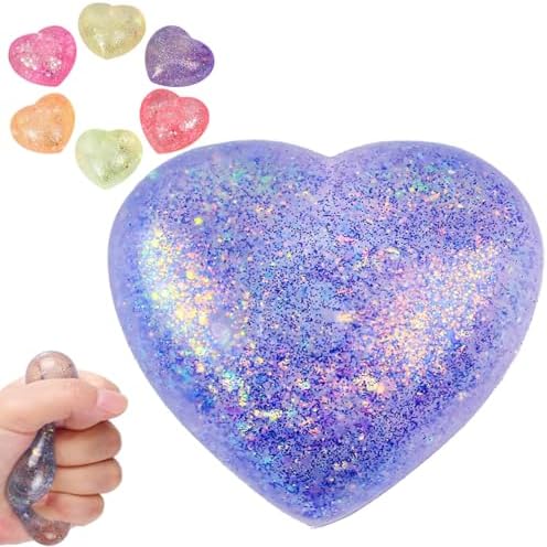 Purple glitter sugar bead heart squishy water bead ball