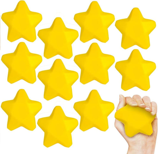 12 pack yellow foam star squishy stress balls