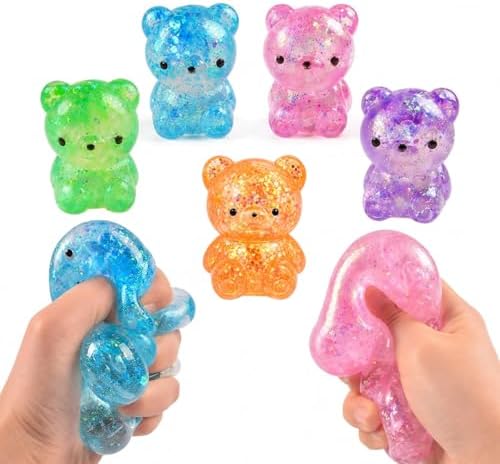 5 pack mini glitter bear squishy slow rising squeeze toys