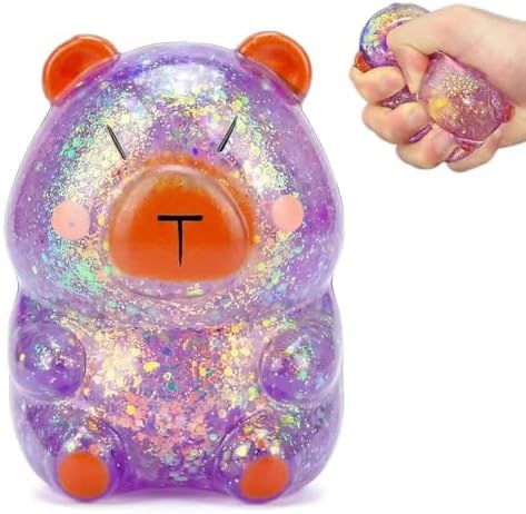 Purple glitter capybara squishy slow rising sensory fidget toy
