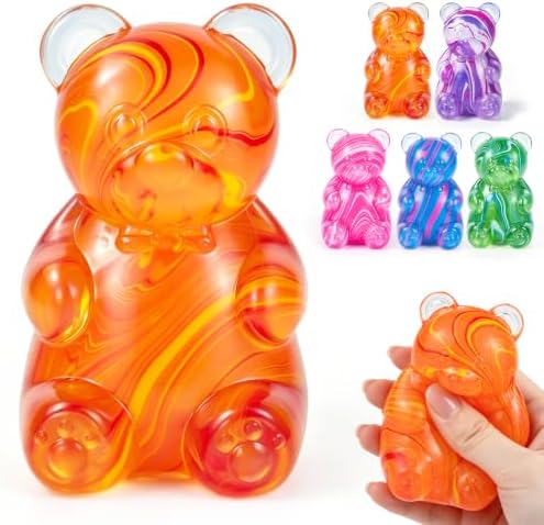 Orange marble swirl bear squishy slow rising squeeze toy