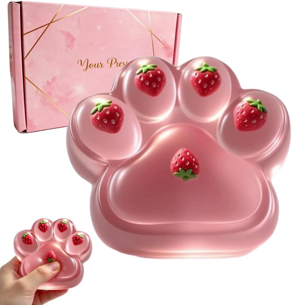 Pink and blue glitter jelly cat squishy paw two pack