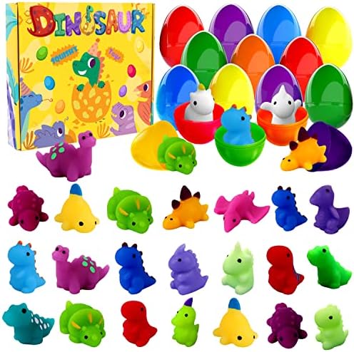 Dino egg squishy hunt set 24 prefilled eggs with dinosaur squishies