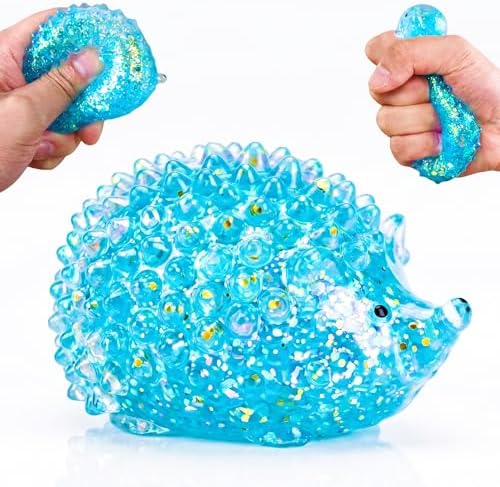 Blue glitter water bead hedgehog squishy sensory fidget toy
