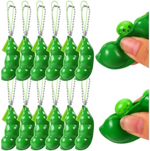 Bulk 12 pack green edamame squishy squeeze bean pods
