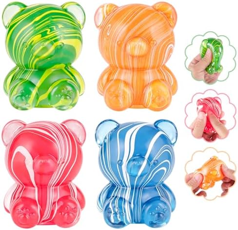 4 pack marble swirl bear squishy slow rising squeeze toys