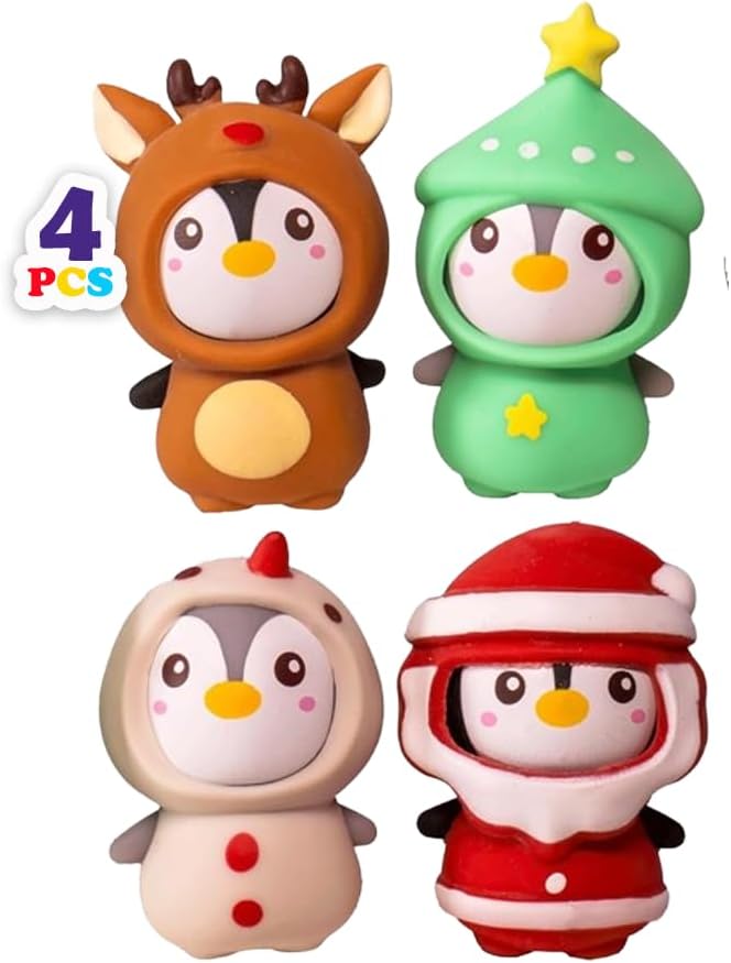 Christmas penguin squishy 4 pack holiday squeeze toys