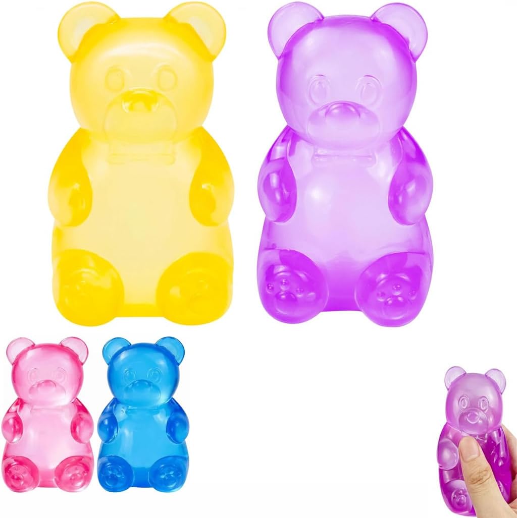 Orange and purple jelly bear squishy two pack toys