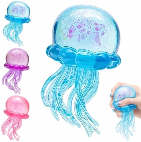 Gold glitter blue jellyfish squishy slow rising stress toy
