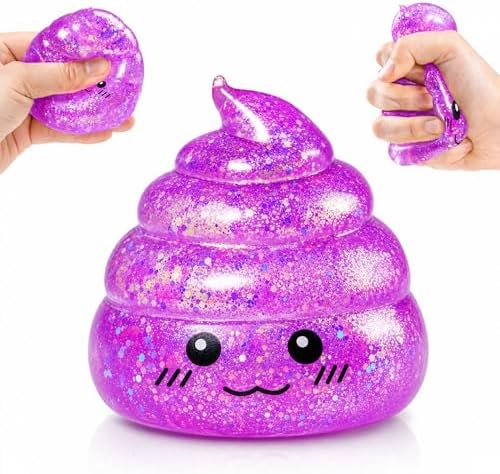 Purple glitter sugar poop squishy with cute sensory squeeze