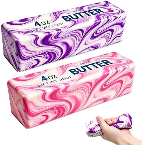 Purple and pink marble butter squishy 2 pack squishy fidget toy