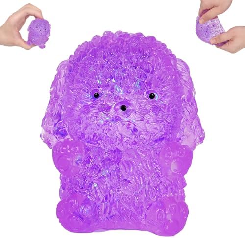 Purple glitter poodle dog squishy stress ball