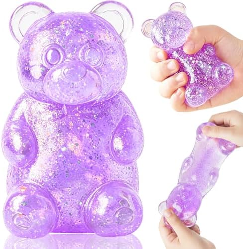Purple glitter sugar bear squishy slow rising squeeze toy