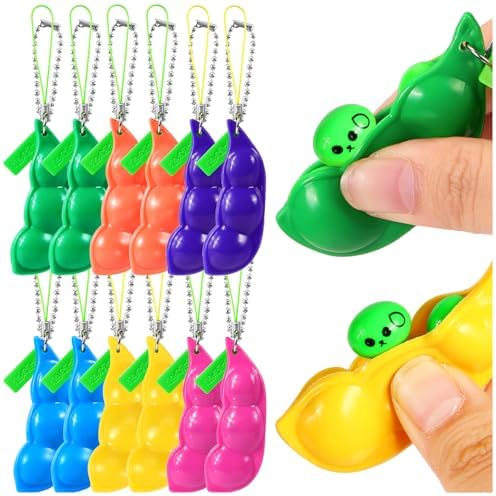 Colorful 12 pack edamame squishy squeeze bean party favor set