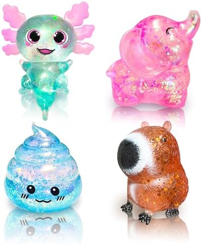 Animal poop squishy set 4 pack glitter sugar squishy toys