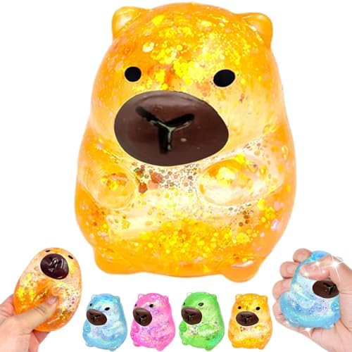 Golden glitter capybara squishy sparkly slow rising stress toy