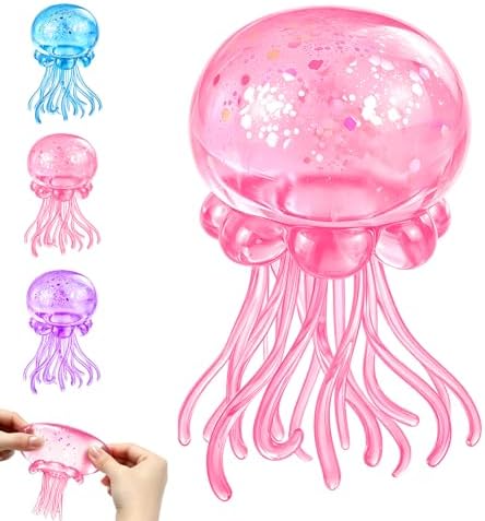 Translucent pink jellyfish squishy slow rise sensory toy