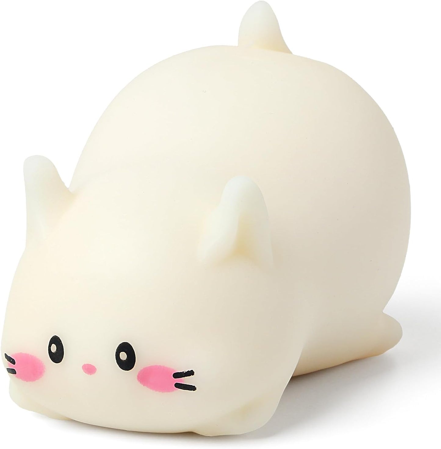 Cream white chubby cat squishy stress toy