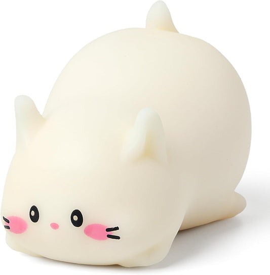 Cream white chubby cat squishy stress toy
