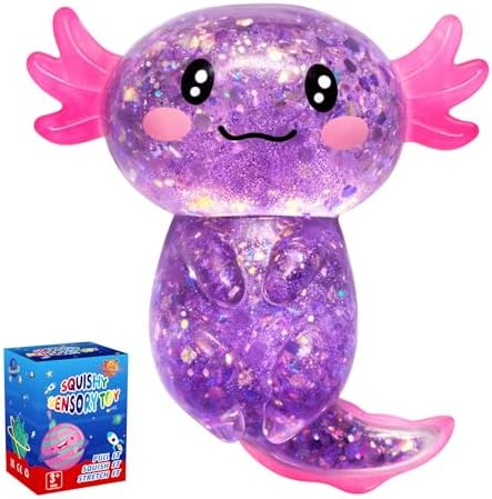 Purple stretchy axolotl water bead squishy ball