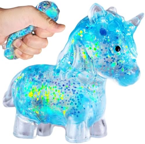 Blue galaxy glitter unicorn squishy squeeze stress relief sensory toy