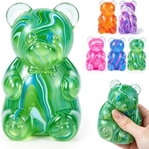 Green marbled swirl bear squishy slow rising fidget toy
