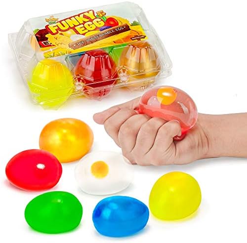 Color yolk egg squishy set of six clear squeeze stress balls